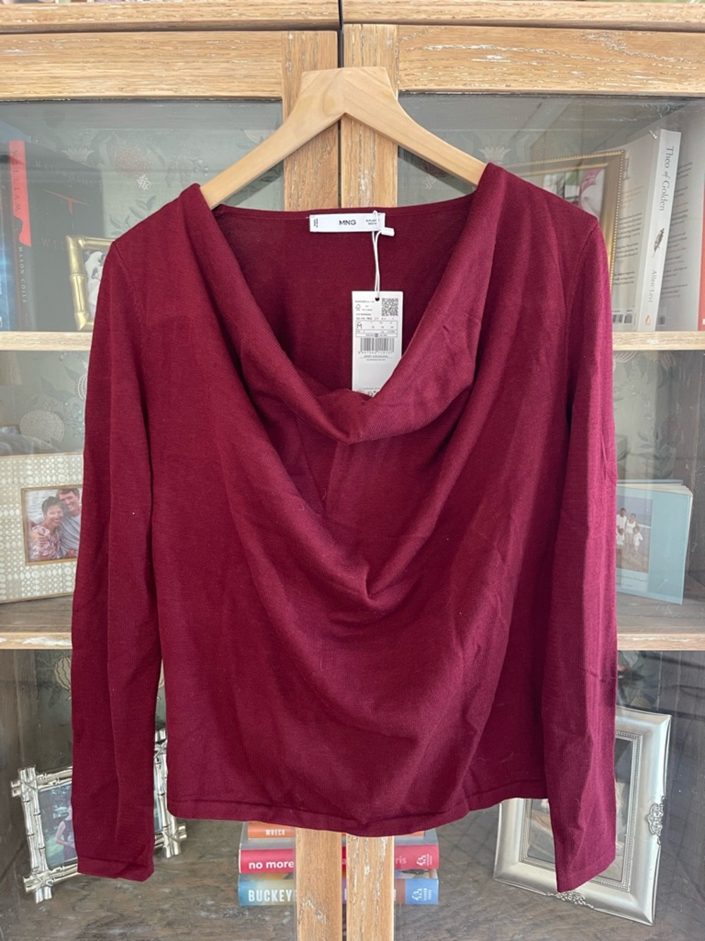 Mango Burgundy Cowl Neck Long Sleeve Sweater